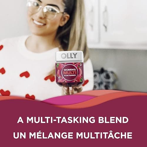 OLLY Women's Multi Gummy Supplement with no artificial flavours and colours Blissful Berry multivitamin to help support women's health 45 day supply 90 gummies thumbnail 7