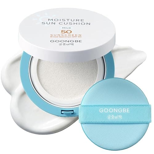 GOONGBE Moisture Sun Cushion Mild SPF 50 - Korean Moisturizing & Soothing Zinc Oxide Mineral Sunscreen - Travel Friendly Sun Cushion for Babies & Kids - Vegan, Reef-Safe, Allergen-Free, 0.81oz. - Image 1