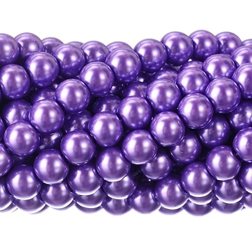 RUBYCA 200Pcs Czech Tiny Satin Luster Glass Pearl Round Beads DIY Jewelry Making 8mm Lavender Purple - Image 1