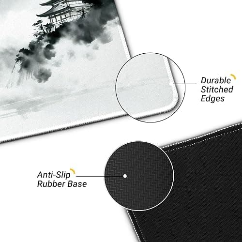 Gaming Mouse Pad with Anti-Slip Rubber Base, Extended Large Computer Mouse Mat with Stitched Edges, Long XL Anime Mousepad for Laptop and Keyboard, 31.5 x 11.8 inch (Japanese Cherry Blossom) thumbnail 4