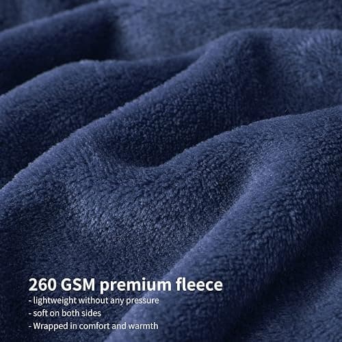 Aisbo Kuscheldecke Flauschig Decke Blau - Fleecedecke 150x200 cm XL Warme Sofa Decke, Kuschlige Wohndecke Marine Blau Weich als Wohnzimmer Blanket Couchdecke für Winter thumbnail 4