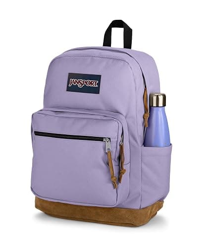 JanSport Right Pack Backpack - Durable Daypack with Padded 15" Laptop Sleeve, Spacious Main Compartment & Integrated Water Bottle Pocket - Pastel Lilac thumbnail 5