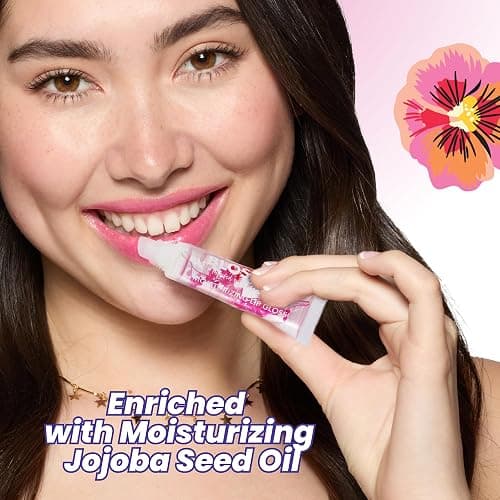 Blossom Lip Gloss Tubes, Cherry Scented Thick Clear High Shine Moisturizing Flower Lip Gel with Nourishing Jojoba Seed Oil, Infused with Real Flowers, 0.3oz, Cherry thumbnail 5