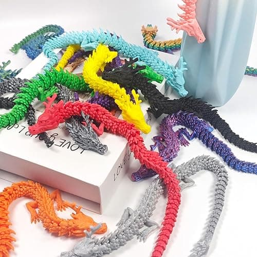 TUTHKOTH 12PCS 3D Printed Dragon Figurine Collection, 11.8 inch Dragon Statues, Random Colors thumbnail 2