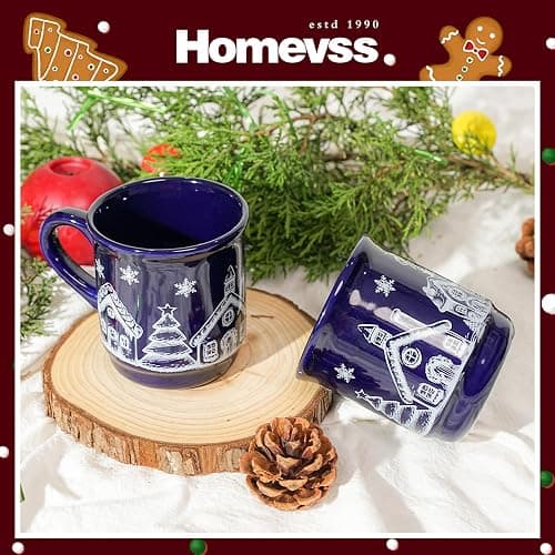 Home VSS Christmas Coffee Mugs Set of 6, 8.5oz Cocoa Ceramic Mug Gift Set, Holiday Coffee Mugs Set for Hot Chocolate, Cocoa, and Coffee Lovers, Gift for Family - House thumbnail 3