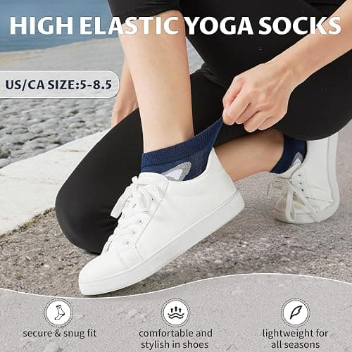 Non Slip Grippy Socks for Women Girls 5 Pack Cute Cat Grip Socks Pilates Slippers Footies for Yoga Barre Hospital thumbnail 7