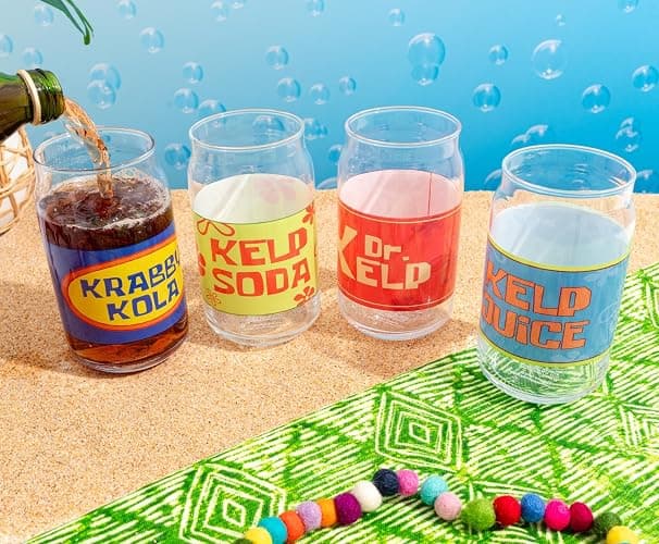 Silver Buffalo SpongeBob SquarePants 4 Piece Glass Set, 16 Ounces thumbnail 7