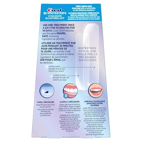 Crest 3D Whitestrips Classic Vivid At-home Teeth Whitening Kit, 6 Levels Whiter, 10 Treatments thumbnail 16