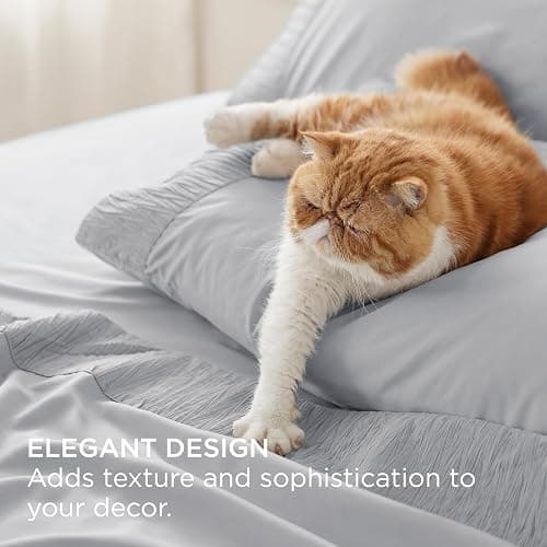 Bedsure King Size Sheets Set - 4 Pieces Soft King Sheets - Breathable & Cooling - Hotel Luxury - Easy Care Polyester Microfiber Bedding for Women, Men, Light Grey thumbnail 4