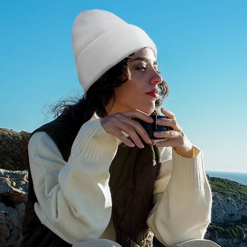 Womens Winter Warm Satin Lined Knit Beanie Hat Slouchy Skull Caps Silk Lining Ski Hats for Women Men thumbnail 6