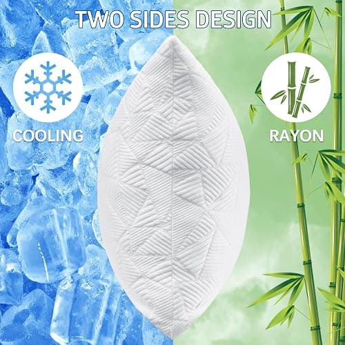 BETU Cooling Pillow Queen Size, Shredded Memory Foam Cool Pillow for Hot Sleepers, Adjustable Firm Soft Support Bed Pillows Perfect for Back Neck Pain and Side Sleeping with Pillow Case Cover, White thumbnail 2