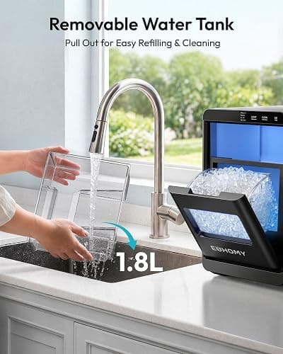 EUHOMY Nugget Ice Maker Countertop, 44Lbs/24H Sonic Ice Maker Machine, Self-Cleaning Pellet Ice Makers with Ice Scoop&Basket, Countertop Pebble Ice Maker for Home/Kitchen/Office thumbnail 5