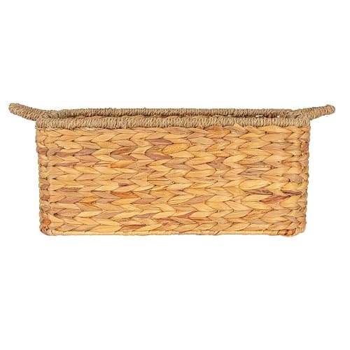 Household Essentials Rectangular Handwoven Water Hyacinth and Seagrass Basket with Handles, Natural thumbnail 9