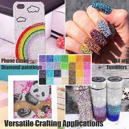 Bedazzler Kit with Rhinestones,Rhinestones for Bedazzling,Colorful DIY Resin Rhinestone Kit,Multicolor Resin Jelly 3mm Flatback Gems with B7000 Jewelry Glue for Bedazzled Nail Art (40grids) thumbnail 7