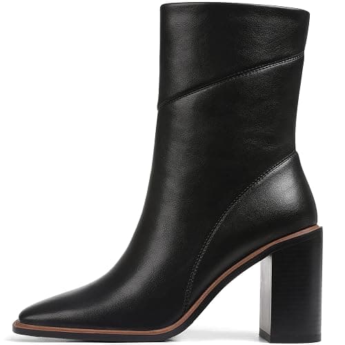 Lovee Cosee Women's Ankle Boots 2025 Chunky Heel Square Toe Side Zipper Booties with Unique Seam Detailing Casual Dress Fall Winter Boots for Party Office Date Night Outfit thumbnail 2