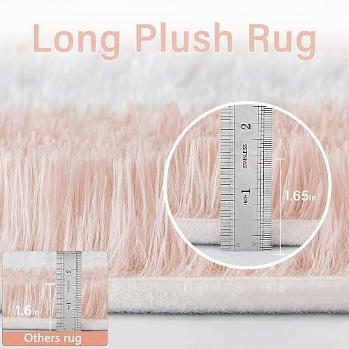 PureCozy Checkered Rug 6x9 for Living Room, Pink and White Modern Shag Rug Washable Non-Slip Large Area Rug Super Soft Indoor Fuzzy Carpet Fluffy Rugs for Bedroom Home Aesthetic Decor thumbnail 7