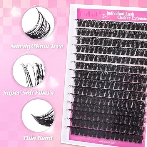 FADLASH Lash Extension DIY Kit Volume Fluffy Lash Clusters D Curl Cluster Lashes with Lash Bond and Seal Lash Tweezers for DIY Eyelash Extension at Home for Self Use（Kit 100D-0.07D-12-18MIX） thumbnail 3