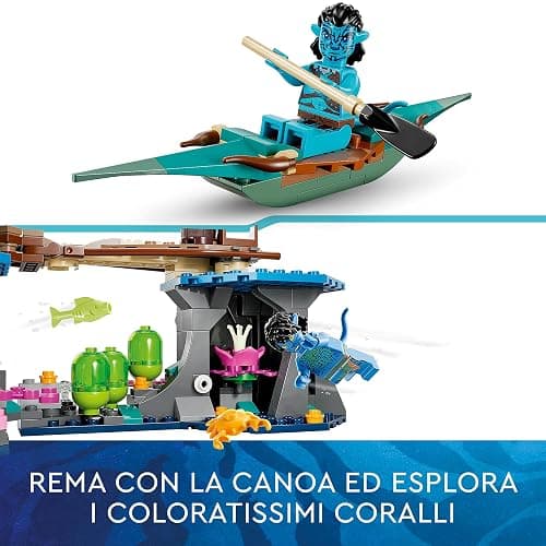 LEGO Avatar La Casa Corallina di Metkayina, Scene di Pandora con Villaggio, Canoa e Minifigure di Neytiri e Tonowari dal Film La Via dell'Acqua 75578 thumbnail 6