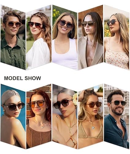 SOJOS Retro Aviator Sunglasses for Women Men,Trendy Rectangle Womens Mens Shades Sun Glasses SJ2202 thumbnail 3