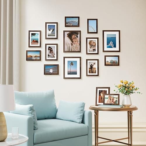 Vittanly 15 Pack Picture Frames Collage Wall Decor, Wall/Tabletop Display | Brown, Multi-Size Gallery Wall Frame Set: 3pcs 8x10, 6pcs 5x7, 6pcs 4x6. Picture Frame Set for Family thumbnail 4