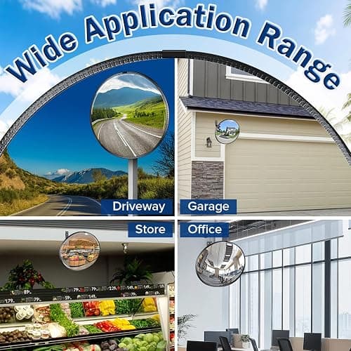 Narremcoy New Upgraded 22" HD Convex Mirror - 160° Adjustable Wide Angle View, Leather Frame & ABS Back, Traffic Mirror for Indoor/Outdoor Use in Garage, Warehouse, Driveway, Store & Office Security thumbnail 8