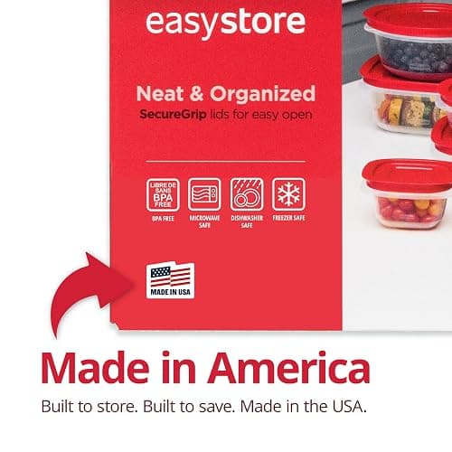 Rubbermaid EasyStore Rectangle and Square Containers, 22-Piece Set, Food Storage Containers, Food Storage Containers with Lids thumbnail 4