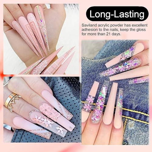 SAVILAND Nudes Acrylic Powder - 30g Professional Color Acrylic Nail Powder for Acrylic Nails Extension, 3D Nail Art Acrylic Polymer Powder, No Need Nail Lamp thumbnail 3