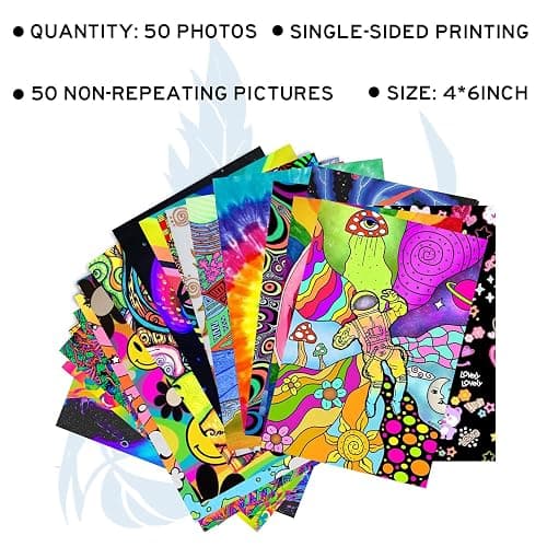 Woonkit Indie Hippie Trippy Posters, Indie Room Decor, Teen Bedroom Dorm Aesthetic Poster, Photo Wall Collage Kit Pictures, Psychedelic Posters, 50PCS 4X6 INCH thumbnail 3