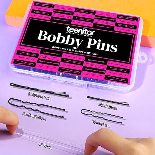 Teenitor 300pcs Hair Pins Bobby Pins Black, 100 Black Bobby Pins 2" 2.75"100 Hair Pins for Women and 100 Clear Hair Bands Kit, U Pins for Buns 2" 2.36" thumbnail 4