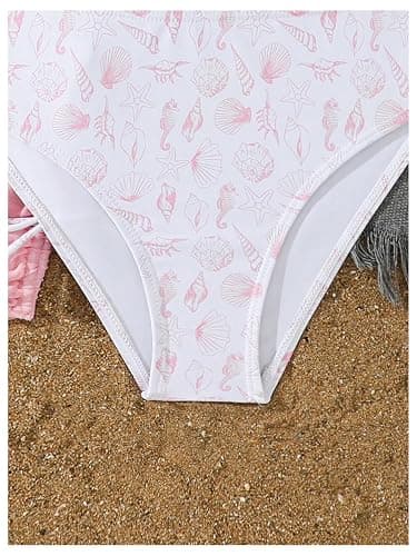 COZYEASE Girls' 3 Piece Set Floral Print Bikini Swimsuit with Drawstring Beach Skirt Cute Ruched Bathing Suit thumbnail 4