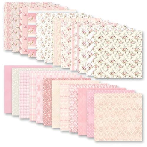 VIVIQUEN 24 Pack Pink Floral Double-Sided Paper, 12-inches Vintage Flowers Scrapbook Specialty Craft Paper Folded Flat for DIY Background Card Art Craft Making Scrapbook Photo Album Decor thumbnail 5