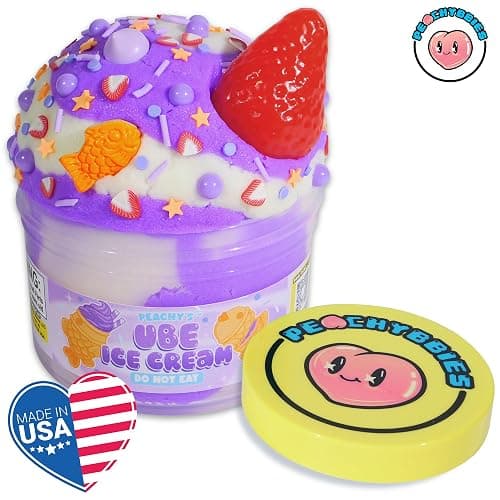 Peachybbies Ube Ice Cream Cloud Slime - Made in USA Premium, 100% Authentic, 7 oz, Scented for Kids, ASMR, Slime Charms, Fidget Toys thumbnail 3