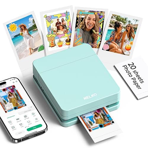 Nelko PP01 Photo Printer, 2x3 Portable Photo Printer, Mini Printer, Green | Instant Color Inkjet Printer for Smartphone, Sticky-Back Photos, Bluetooth Compatible with iOS & Android, AI App Editing - Image 1