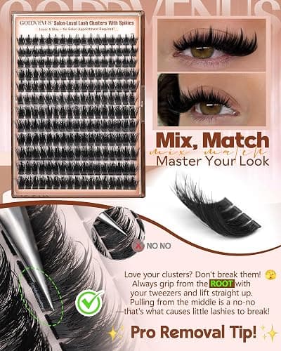 Goddvenus Manga Lash Clusters With Spikes Wispy Cluster Eyelash Extensions Fluffy Anime Eyelashes Clusters Reusable Faux Mink Fairy Individual Lash Extension (D Curve 12-18mm 204 pieces) thumbnail 6