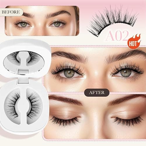 LASHVIEW Upgrade Magnetic Eyelashes with Applicator Reusable Soft Magnetic Eyelashes Natural Look No Glue Needed Lashes Kit Easy to Wear and Remove(A02) thumbnail 2