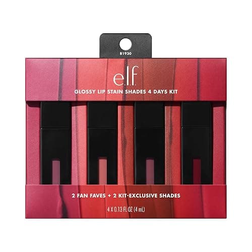 e.l.f. Glossy Lip Stain Shades 4 Days Kit, Long-Lasting Lip Stains For A Sheer Pop Of Color & Subtle Gloss Finish, Vegan & Cruelty-Free, 4 Shades - Image 1