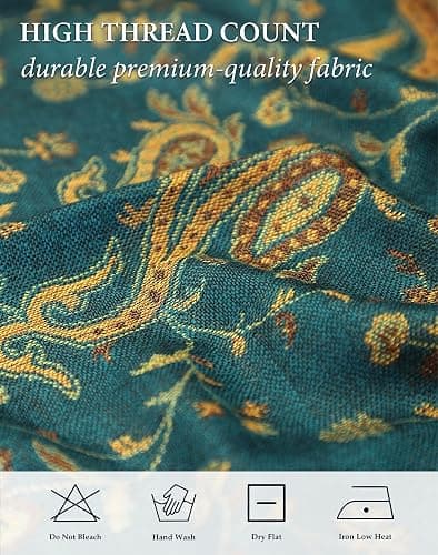 Achillea Reversible Paisley Pashmina Rave Scarf – Exotic Indian Shawls and Wraps for Evening Dresses, Festivals, All Seasons thumbnail 2