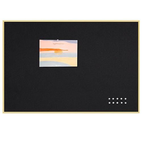 Lightomorrow Bulletin Board 30 x 20 inches, Black Pin Board, Golden Aluminum Framed Fabric Cork Board with 10 Push Pins thumbnail 8