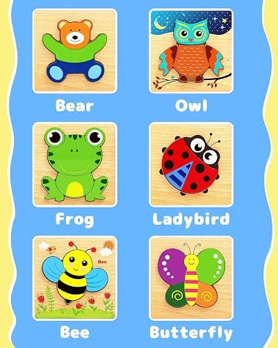 Bekayshad Wooden Puzzles Toddler Toys Gifts for 1 2 3 Year Old Boys Girls, Animal Jigsaw Puzzles Montessori Toys, Learning Educational Christmas Birthday Gifts for Girls Boys Ages 1-3 thumbnail 5