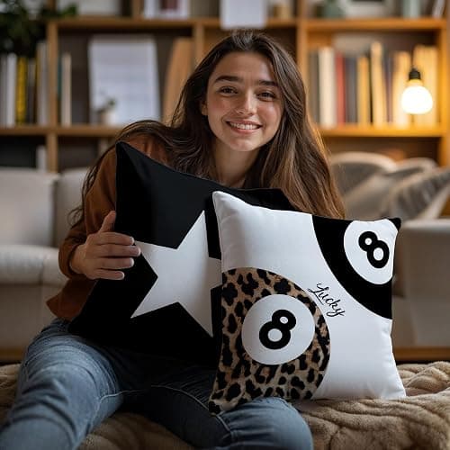 TopXmai Preppy Star Lucky 8 Ball Cheetah Leopard Print Room Decor Pillow Cover 18x18 Set of 2,Leopard Gifts for Women,Cheetah Print Gifts,Coquette Pillow Covers for Girls Room Dorm Apartment Decor thumbnail 5