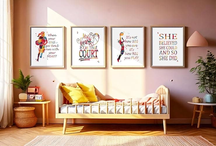 Watercolor Basketball Player Girl Athlete Illustration Art Print Set for Girl's Bedroom Motivation, Playroom Energy Boost, Locker Team Spirit, Young Hoopster Surprises, Aspiring Guard Tokens, Team Leader Honors, Coach Appreciation Gifts, Birthday Slam Dunk Markers - 8x10 Unframed Print Set thumbnail 6