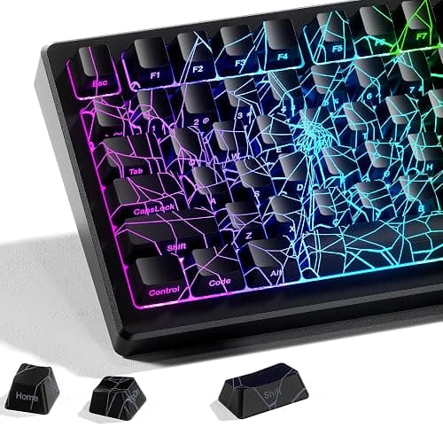 HITIME x XVX Spider Web Keycaps 60 75 100 Percent - Shine Through Keycaps w/IMD Tech, for Mechanical Keyboards, Full 118 Key Set, OEM Profile, Lines Backlit, Side Printed - Black - Image 1