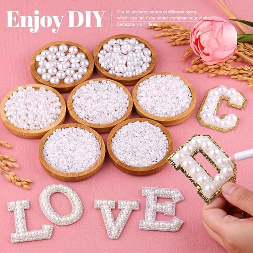 16500Pcs Flatback Pearls for Crafting (White), Assorted Size 2/3/4/5/6/8/10mm Half Pearl with 3Pcs 10ml B7000 Jewelry Glue, Bedazzling Kit for DIY Crafts Clothing Tumbler Shoes Embellishment Nail Art thumbnail 3