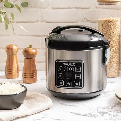 AROMA Digital Rice Cooker, 4-Cup (Uncooked) / 8-Cup (Cooked), Steamer, Grain Cooker, Multicooker, 2 Qt, Stainless Steel Exterior, ARC-914SBD thumbnail 2