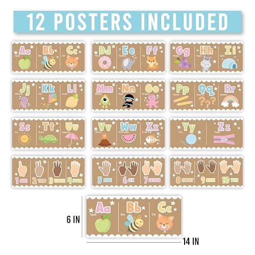Hadley Designs Alphabet for Classroom Wall - ABC Posters for Classroom Wall, Kindergarten Classroom Decor & Daycare Decorations, Preschool Bulletin Board Sets, Kraft Daycare and Homeschool Essentials thumbnail 4