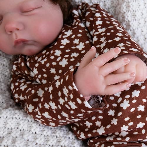 EKOKIZ Reborn Baby Dolls Clothes Girl Cute Baby Clothes for Dolls Fashion Doll Clothes 17-22 Inches Outfit Accessories Set fit Newborn Baby Dolls Girl, Brown Print thumbnail 6