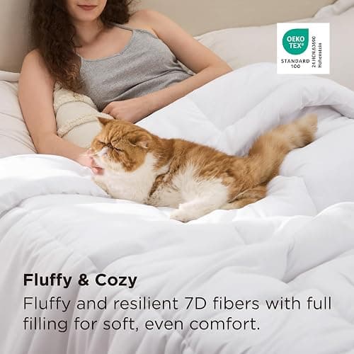 Bedsure Comforters Queen Size Duvet Insert, All Season Bed Comforter, Quilted Down Alternative Duvet, Box Stitched Comforter with Corner Tabs, Machine Washable, 88 x 88 Inches (White) thumbnail 2