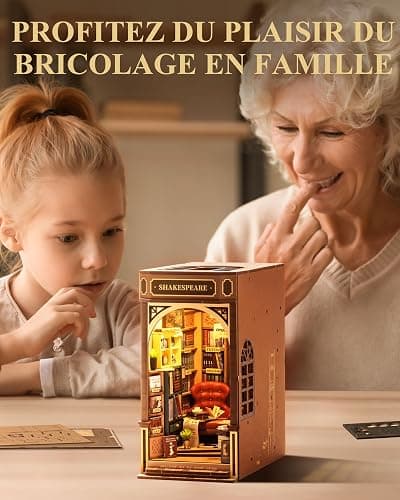 Rolife Book Nook Kit Maison Miniature à Construire DIY Maquette Adulte avec LED Lumières Décoration de Bibliothèque Livre Salon Booknook Puzzle 3D Bois Serre-Livres Diorama Idée Cadeau Femme (TGB07) thumbnail 6