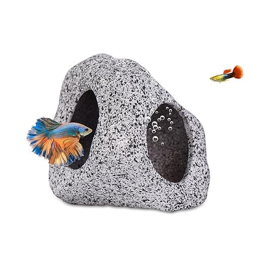 Ameliade Aquarium Decorations Cave Fish Tank Accessories Rock Decor for Shrimp Cichlid Hiding Breeding Small Fish Bowl Hide Decoration Betta Toys Hideout Stones House（Medium） - Image 1