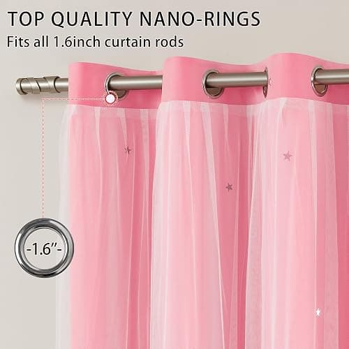 XiDi Pink Curtains for Bedroom Decor, Baby Pink Kids Blackout Curtains for Girls Room, Princess Unicorn Wall Decor Set of 1 Panel, 34x63 Inches thumbnail 2